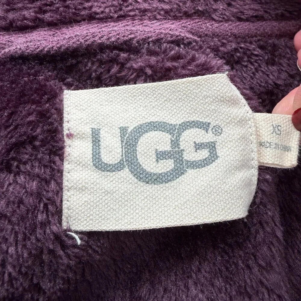 UGG Miranda Plush Belted Short Hooded Robe Port Purple XS